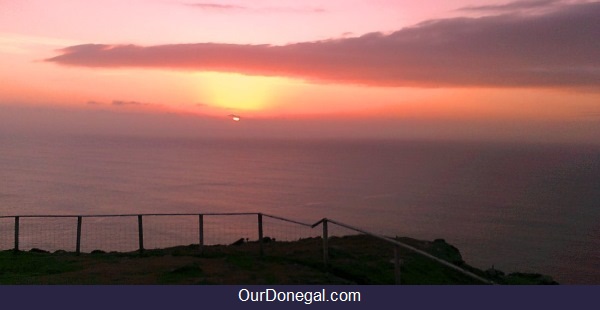 Slieve League Cliffs Autumn Sunset Over The Atlantic Ocean