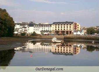 Hotels In Donegal Town Reflected In The Estuary, County Donegal, Ireland