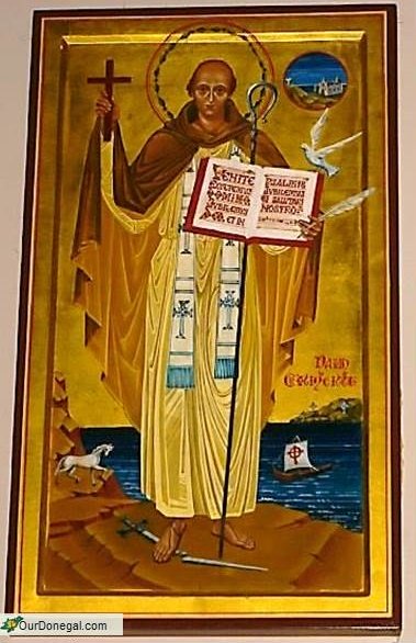 Saint Columba Of Donegal And Iona. Raphoe Diocese Icon By Sister Aloysius McVeigh
